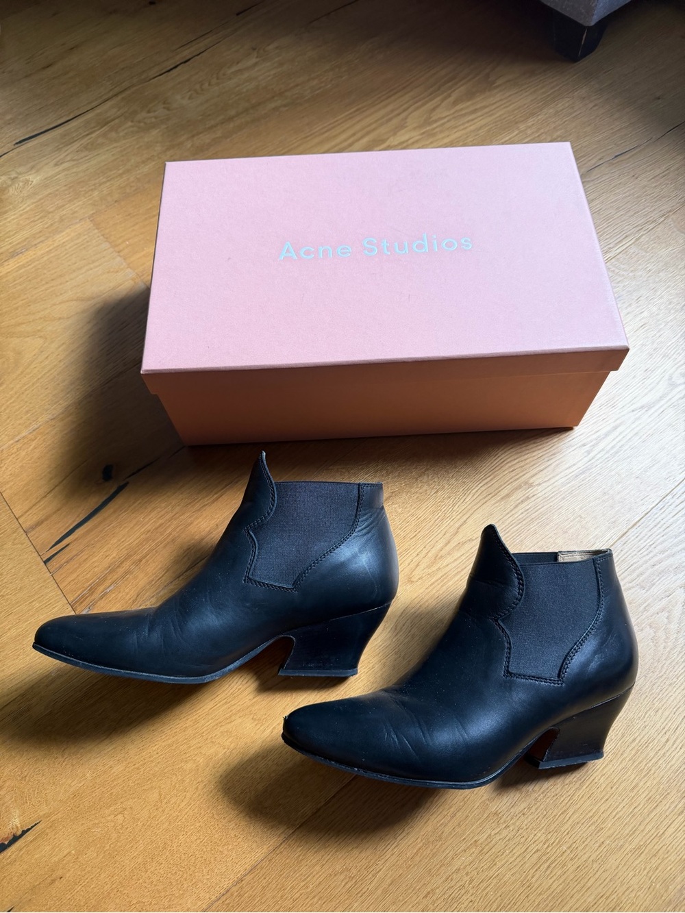 Acne Black Leather Ankle Boots